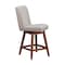 Armen Living Stancoste Swivel Counter Stool in Brown Oak Wood Finish with Taupe Fabric 840254332119 - alternate 6
